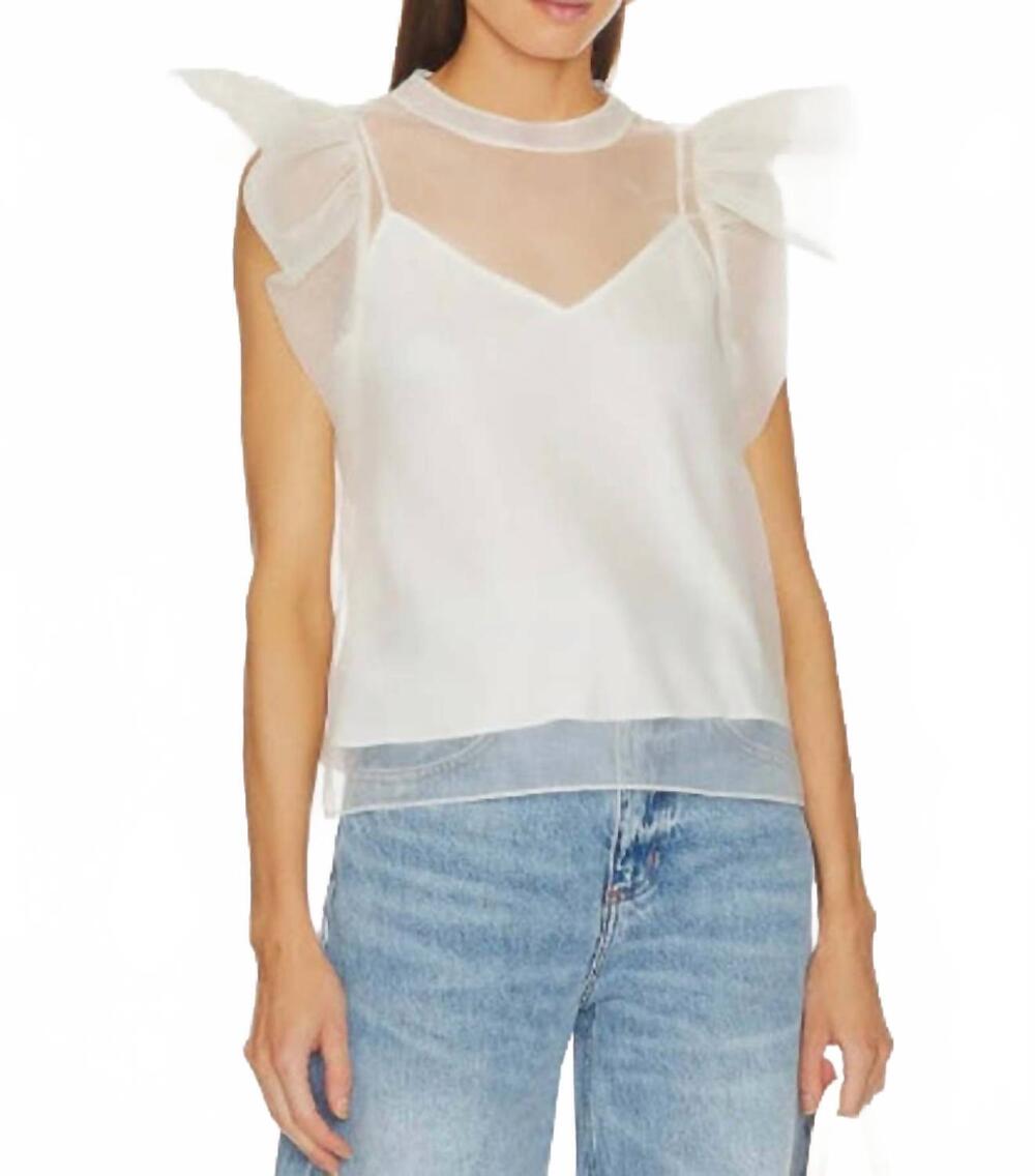 NEW BUDDYLOVE ruffle sleeve mesh top in white